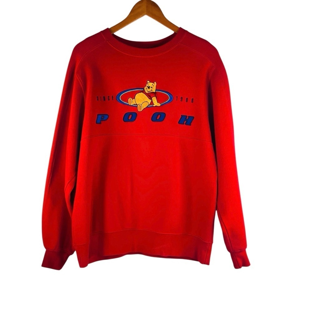 VINTAGE DISNEY WINNIE THE POOH EMBROIDERED SWEATSHIRT Red Size Small Unisex